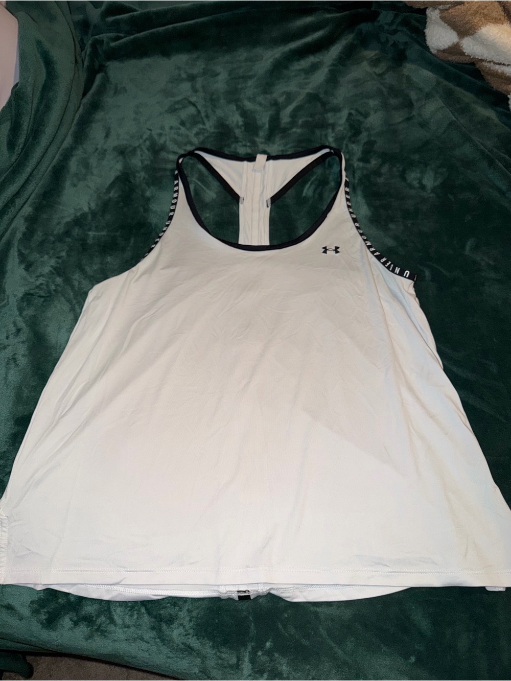 LG White Racerback Tank Top with Black Trim